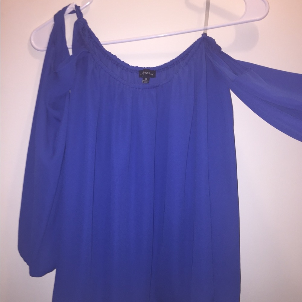 Off the shoulder blue top